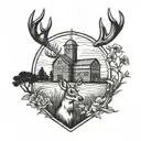 white tail deer grain elevator  tattoo design idea