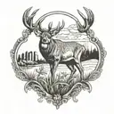 white tail deer grain elevator  tattoo design idea