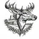 white tail deer grain elevator  tattoo design idea