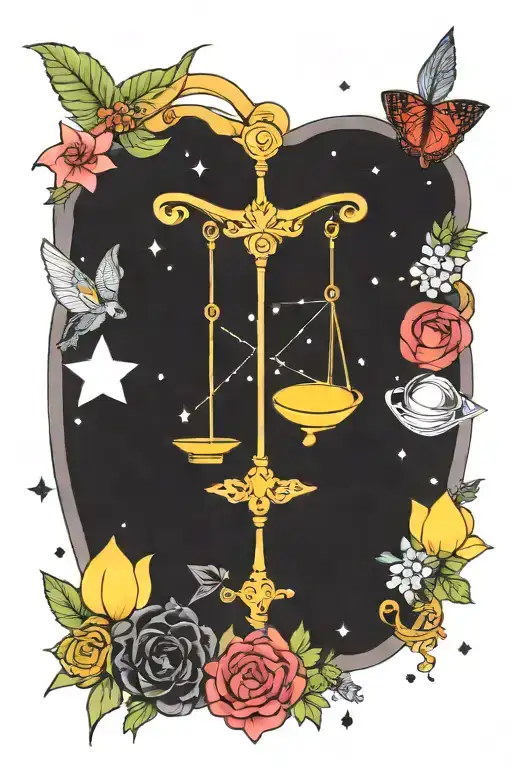 Libra pieces Sagittarius constellation tattoo design idea