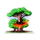 tree merging with fenix tattoo design idea
