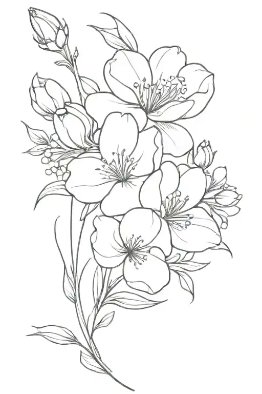 birth flower bouquet February May August November December flowers tattoo design idea