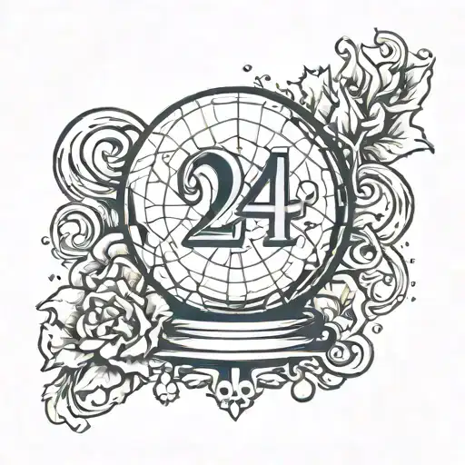 crystal ball with the number 24  tattoo design idea