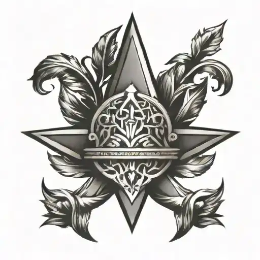 tattoo anvil spear laurel wreath crown surrounded tattoo design idea