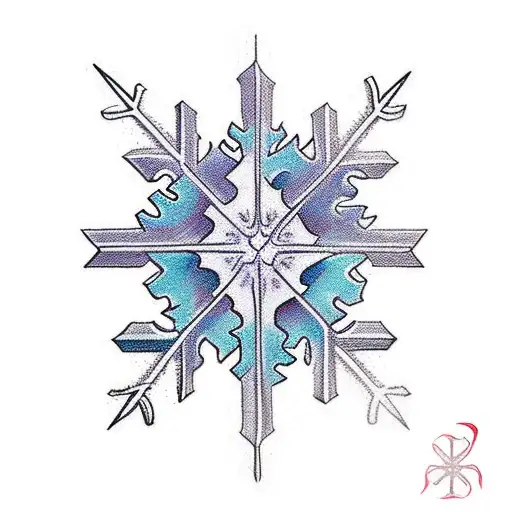 two skis crusaders with a snowflake in the midle tattoo design idea