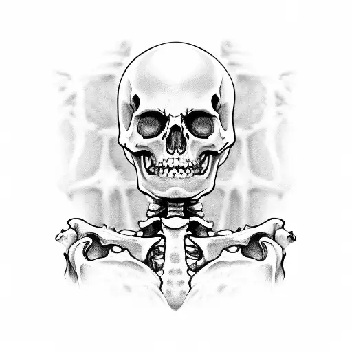 Skeleton with big titties tattoo design idea