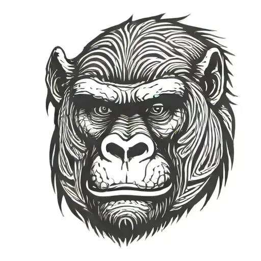 head of raging gorilla. Mouth wide open and staring straiht to a watchee tattoo design idea