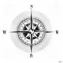 A compass embedded in a cross surrounded by mountain peaks tattoo design idea