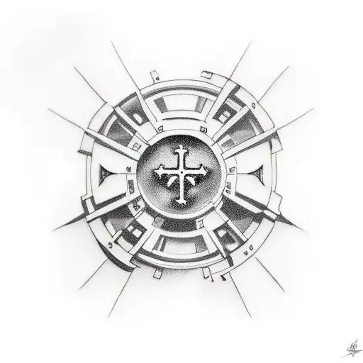 Cross as a spaceship tattoo design idea