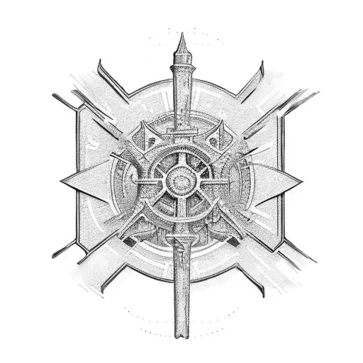 Christian Cross spaceship tattoo design idea