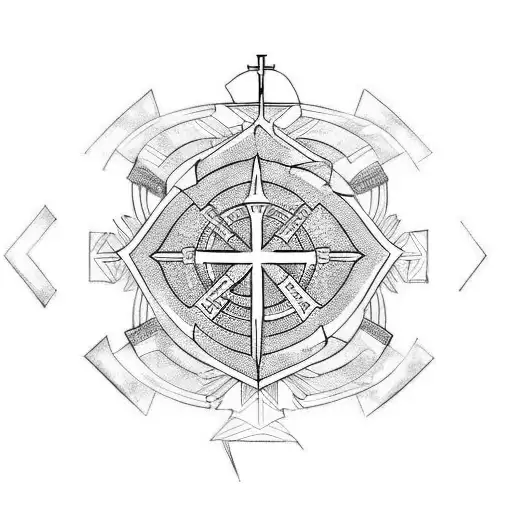 Christian Cross spaceship tattoo design idea