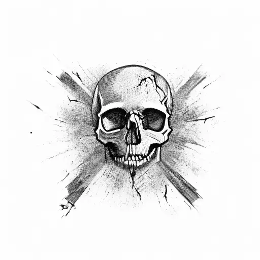 Skull with a plague effect leaking through the cracks in the skull tattoo design idea