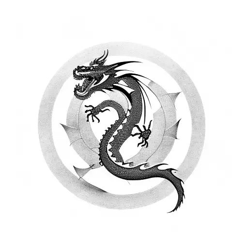 Dragon with other medieval inspiration tattoo design idea