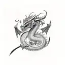 Dragon with medieval swords tattoo design idea