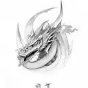 Dragon with medieval swords tattoo design idea