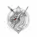 Dragon with medieval swords tattoo design idea