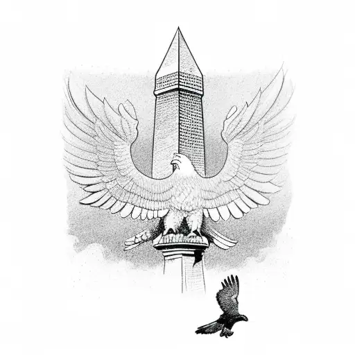 washington monument with an eagle flying  tattoo design idea
