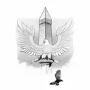 washington monument with an eagle flying  tattoo design idea