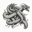 snake and a crow fighting demons tattoo design idea