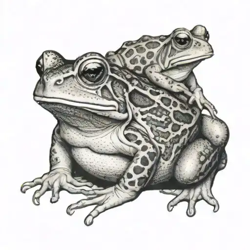 toad and frog sitting tattoo design idea