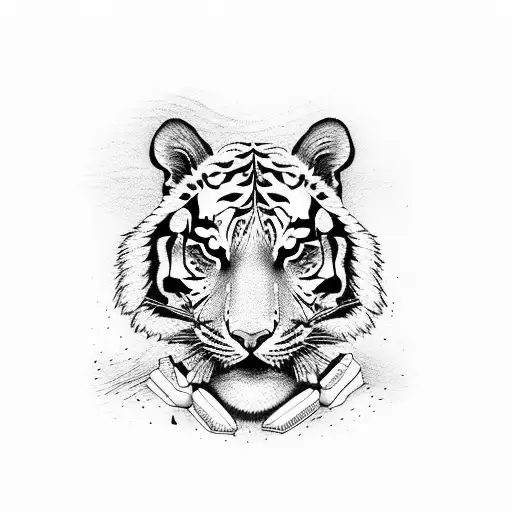 tiger with candy tattoo design idea