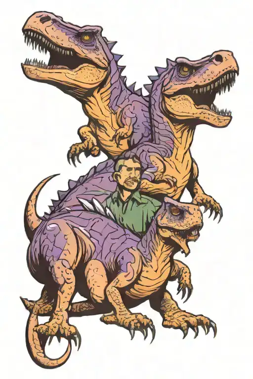 father son, dinosaur, amethyst tattoo design idea