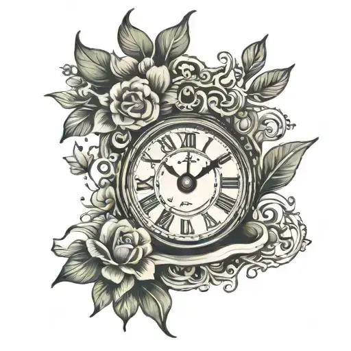 women hand sand clock tattoo design idea