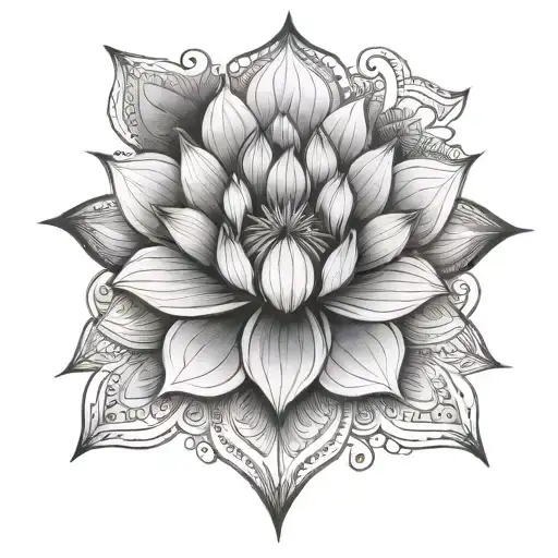 lotus flower mandala design incorporating Matéo et Sacha tattoo design idea