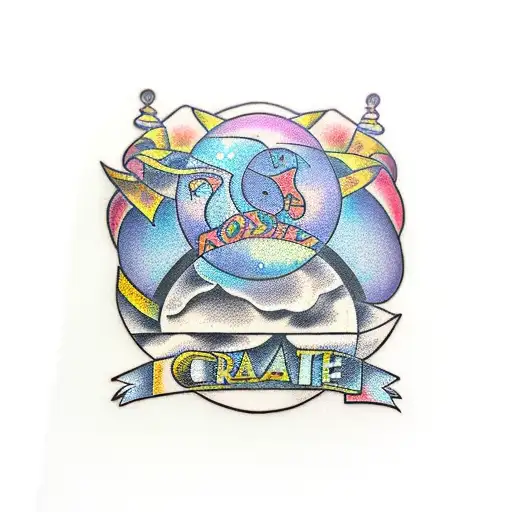 "create" magically inscribed in rocks tattoo design idea