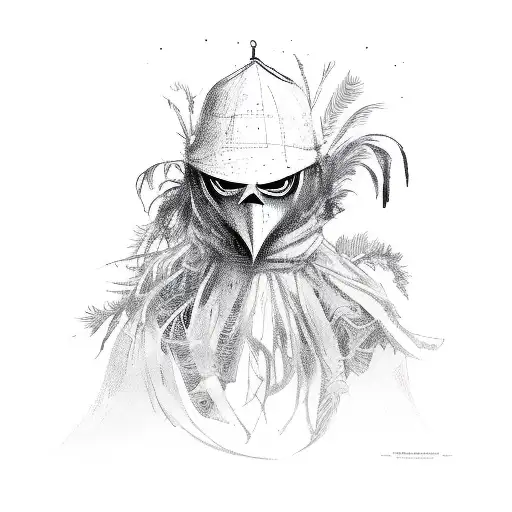 crow with a scarecrow  tattoo design idea
