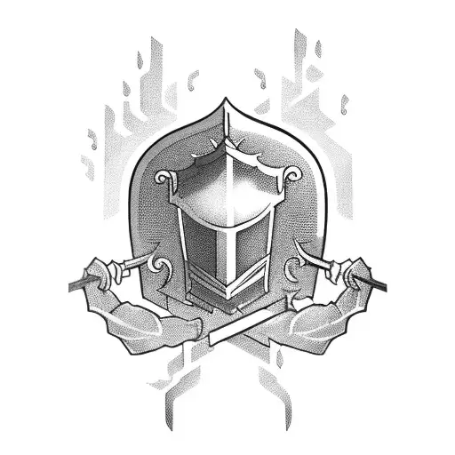knight holding a lantern in his left hand and a sword is his right tattoo design idea