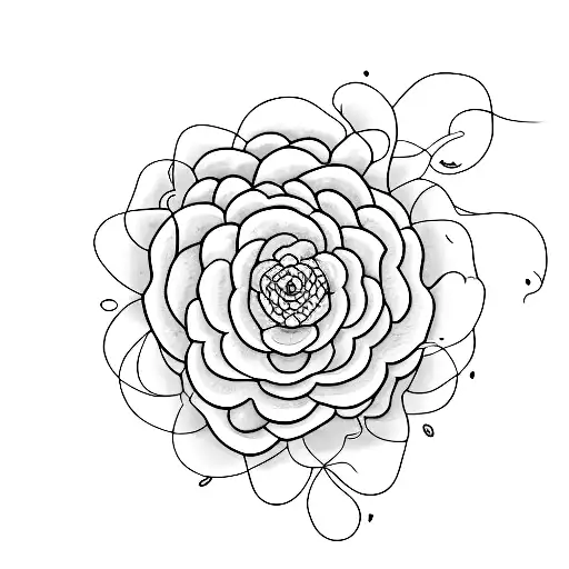 A mesmerizing minimalist tattoo of a blooming flower transforming into a beautiful landscape tattoo design idea