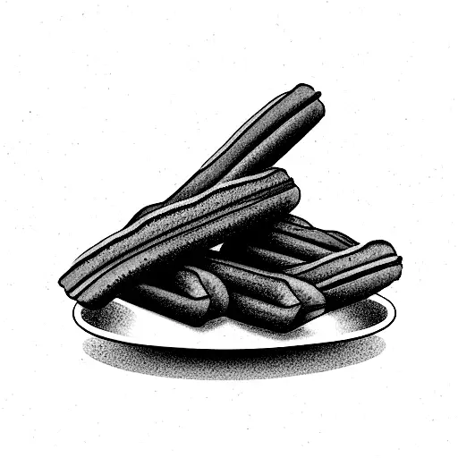 Churros con chocolate tattoo design idea