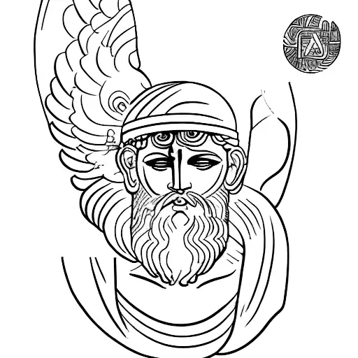 Greek God Atlas drawn in one line tattoo design idea