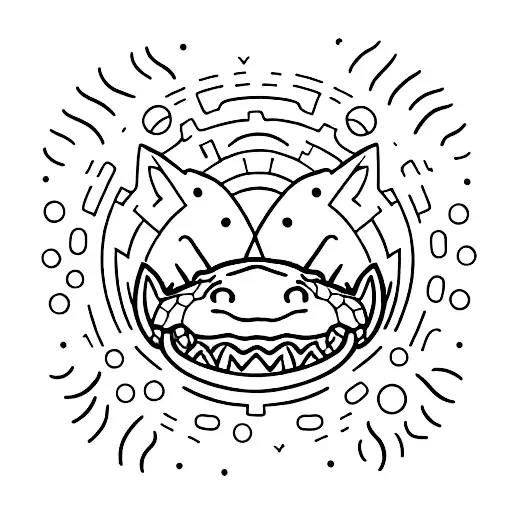 alligator and fox in a circle tattoo design idea