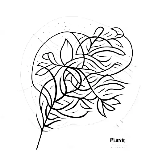 A minimalist tattoo of a data visualization graph formed by plant stems and leaves tattoo design idea