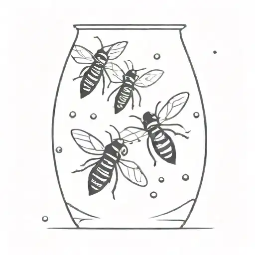 fireflies inside glass tattoo design idea