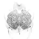 chest blackwork looking like ruined armour.  tattoo design idea