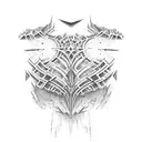 chest blackwork looking like ruined armour.  tattoo design idea