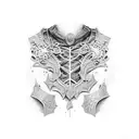 chest blackwork looking like ruined armour.  tattoo design idea