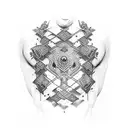 chest blackwork looking like ruined armour.  tattoo design idea