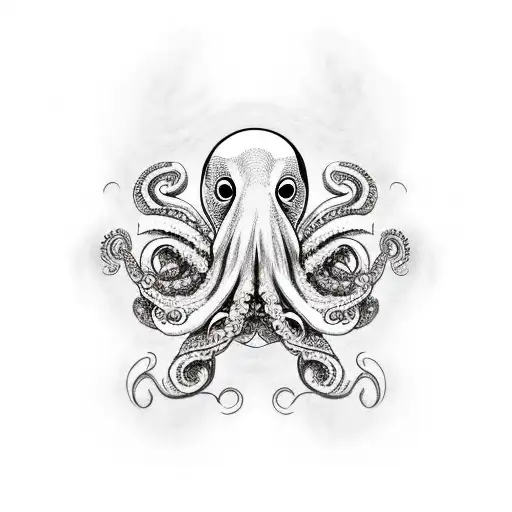 colorful octopus with an xwing fighter in one of its tentacles tattoo design idea