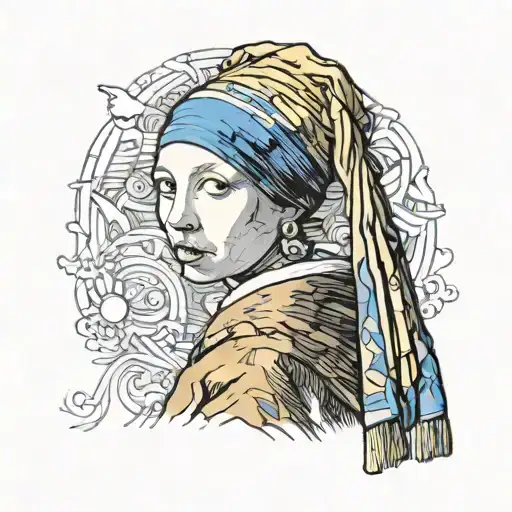 story of the girl with the pearl earring by johannes vermeer tattoo design idea