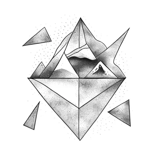 symmetrical triangular volcano tattoo design idea