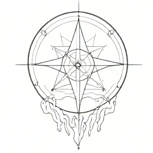 Dali style melting compass tattoo design idea