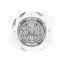 A viking shield adorned with intricate wood carvings tattoo design idea