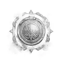 A viking shield adorned with intricate wood carvings tattoo design idea