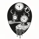 boussole style dali melting clock tattoo design idea