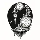 boussole style dali melting clock tattoo design idea