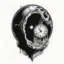 boussole style dali melting clock tattoo design idea